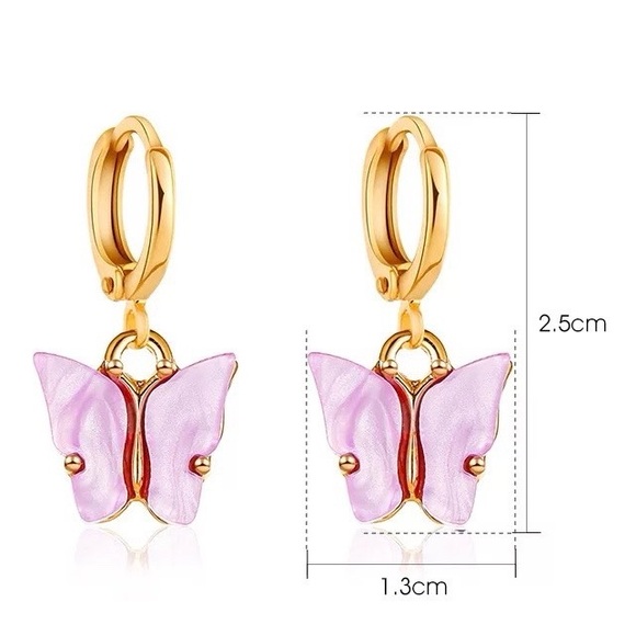 Y2K Coquette Girl 90’s Butterfly Hoops Earrings, Dainty pastel Daily Jewelry - Picture 3 of 10